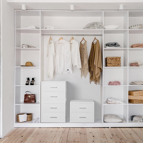 Stackable Storage Drawers Closet Organizers and Storage Fabric White 2 Drawer Dresser for Bedroom Modern