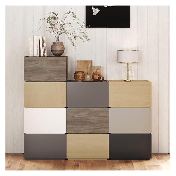 Stackable Storage Drawers, Wooden Drawer Storage Organizer, Modern Nightstands with Wooden Drawers, Small Storage Cabinet, Modular Design, Available in 2 Sizes for Versatile Use Grey Small