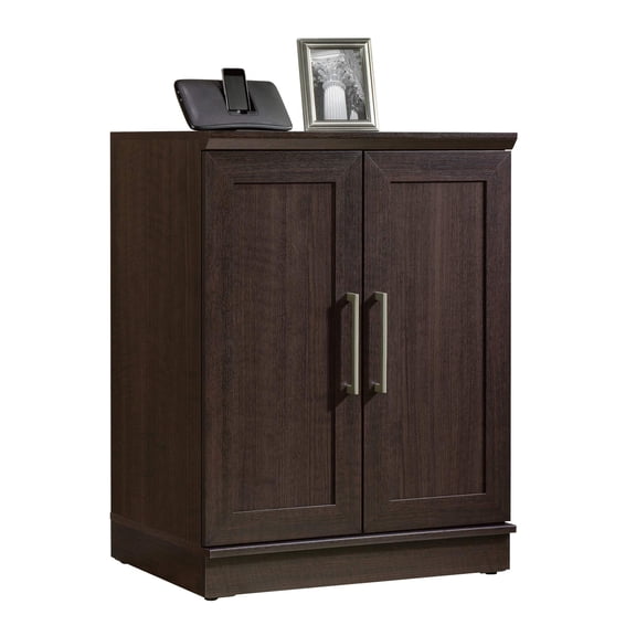 Stackable Storage Pantry Cabinet with Adjustable Shelves Framed Panel Door Cord Management Design Adjustable Levelers Multi-Purpose Organizer Cabinet for Kitchen Laundry Living Room Dakota Oak Finish