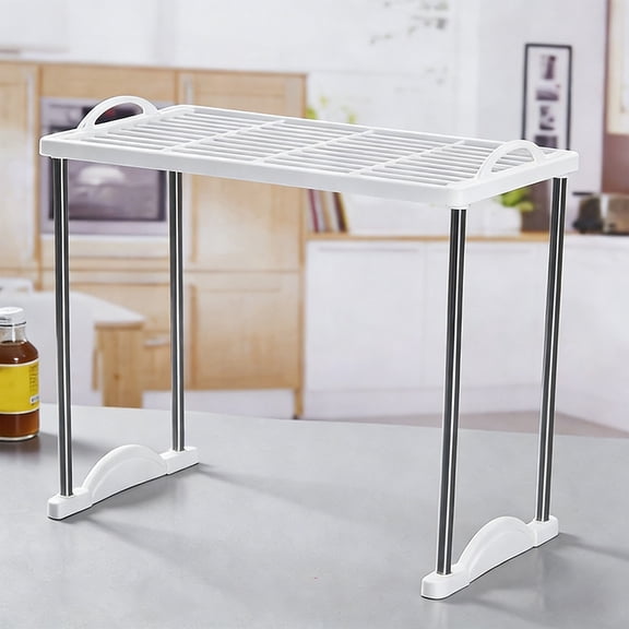 Stackable Storage Rack, Plastic Desktop Organizer for Kitchen Counter, Corner Shelf, Vented Bathroom Counter Organizer, Modular Shelving for Cabinet, Office or Closet, Easy to Assemble, Space Saver