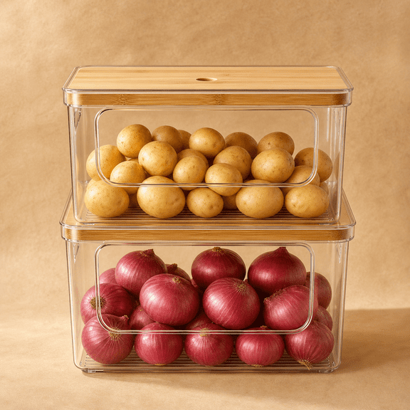 Stackable Straight Side Food Storage Jars 2 Set Pantry Organization