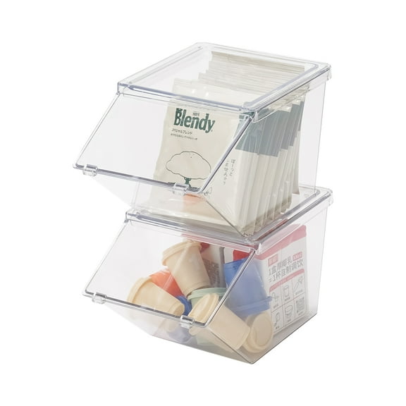 Stackable Tea Bag Holder, Clear Coffee and Tea Organizer for Counter Tops, Kitchen Cabinets, Pantry, 2 Pack