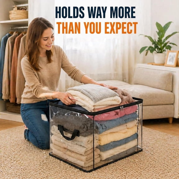 Stackable Thick Clear Plastic Storage Bin Hot Sale, Tight Sealed Lid Heavy-duty Organizer Box, High Capacity Space Saving Container Perfect For Storing Clothes, Books, Snacks And Sundries, 1 Piece