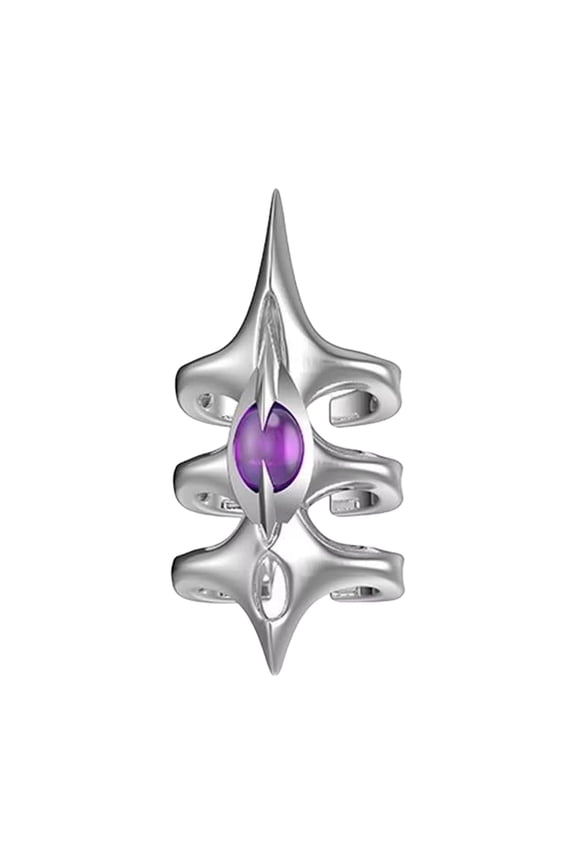 Stackable Three Layer Spikes Rings For Layered Looks, Wide Inspired And Adjustable Fit In Alloy