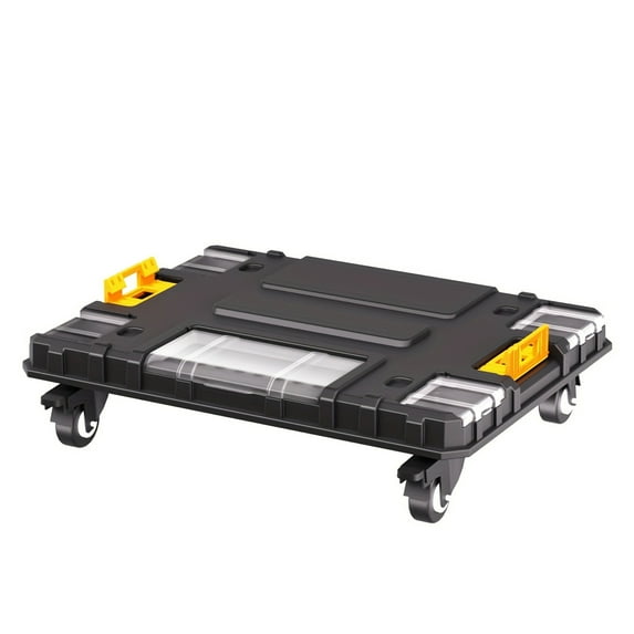 Stackable Tool Box Base with 4 Brake Wheels, 5 Storage Compartments for Garage Workshop Organization