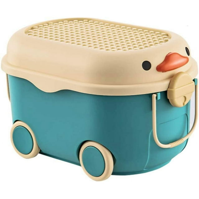 Stackable Toy Storage Box with Wheels, Duck Rolling Storage Box with