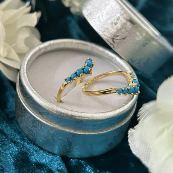 Stackable Turquoise Bands 925 Sterling Silver Engagement Ring Guard