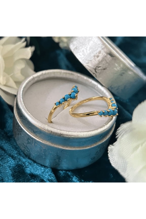 Stackable Turquoise Bands 925 Sterling Silver Engagement Ring Guard