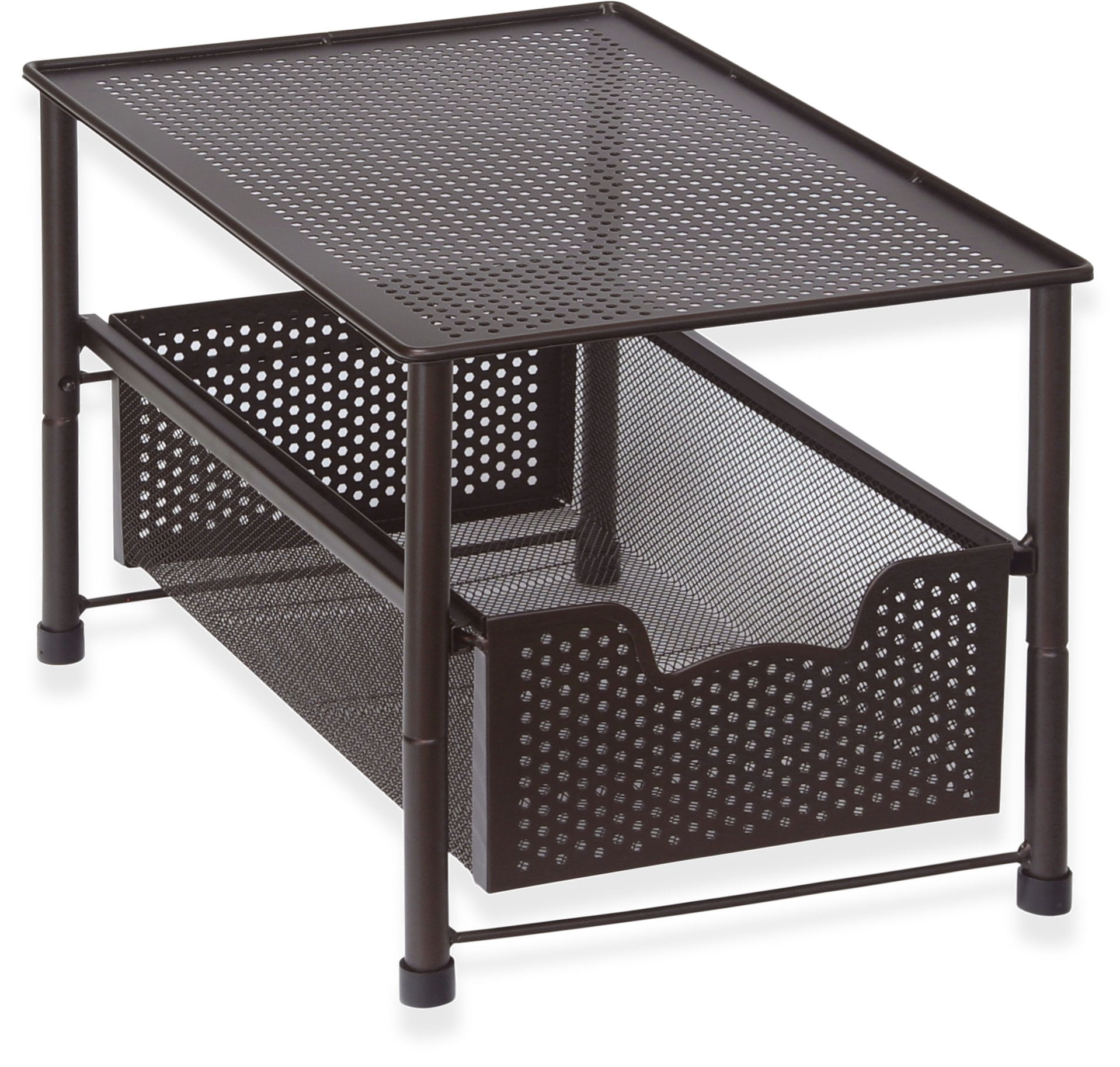 Stackable Under Sink Cabinet Organizer Drawer Sliding Basket Storage White Durable Space Saver