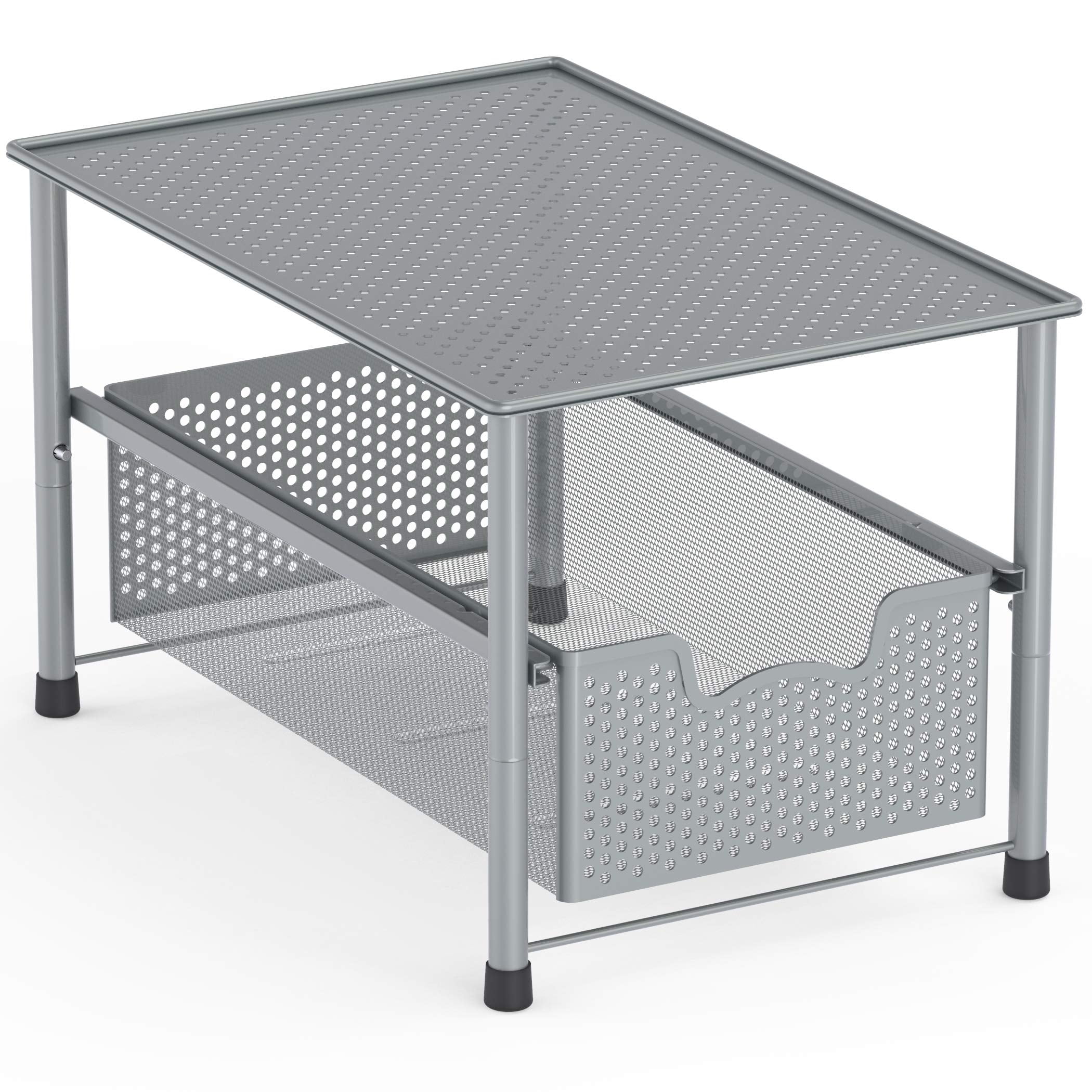 Stackable Under Sink Cabinet Organizer Drawer Sliding Basket Storage White Durable Space Saver
