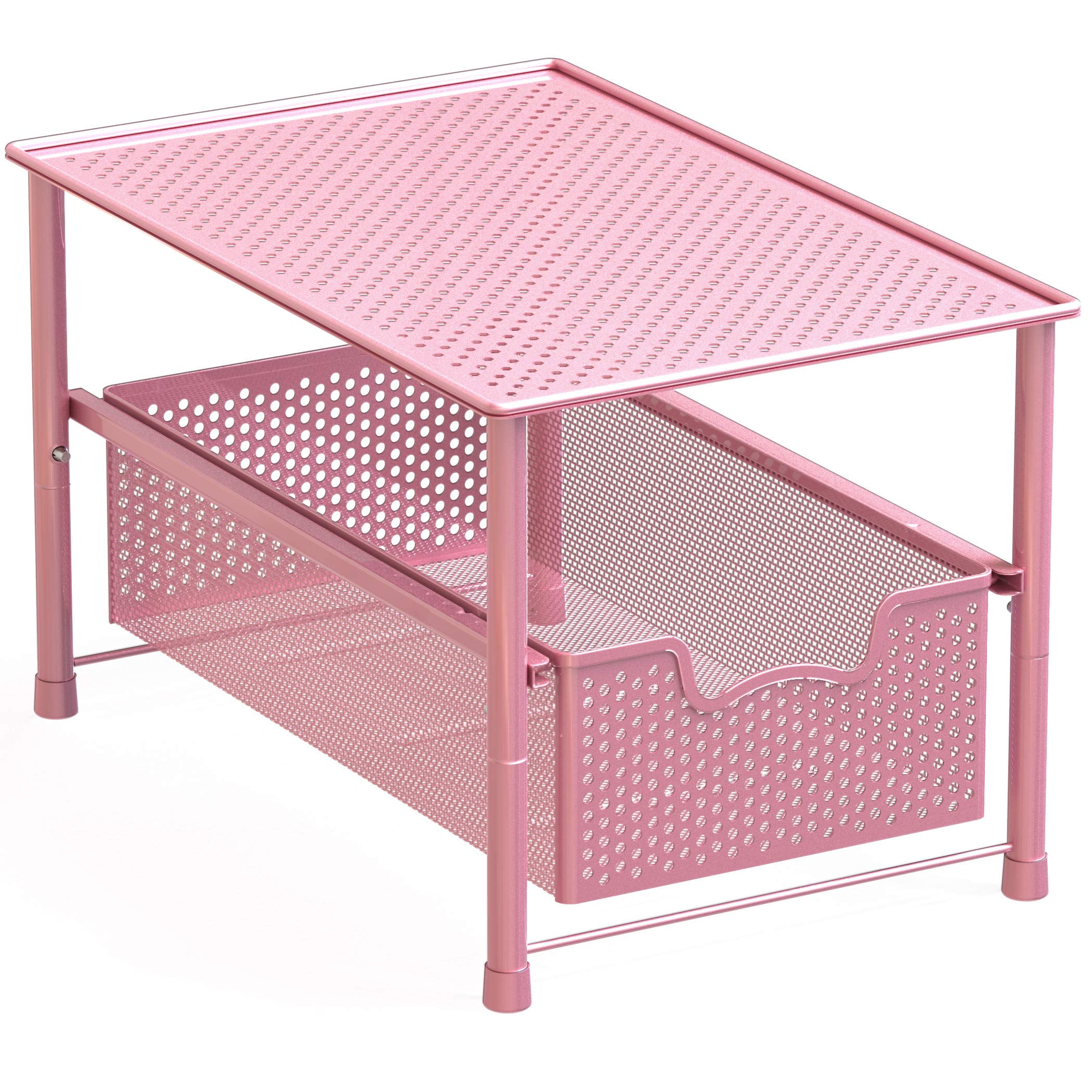 Stackable Under Sink Cabinet Organizer Drawer Sliding Basket Storage White Durable Space Saver