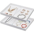 thumbnail image 1 of Stackable Velvet Jewelry Trays White Rectangle Small Jewelry Drawer Storage Organizer Necklace Bracelet Display Tray, 1 of 5