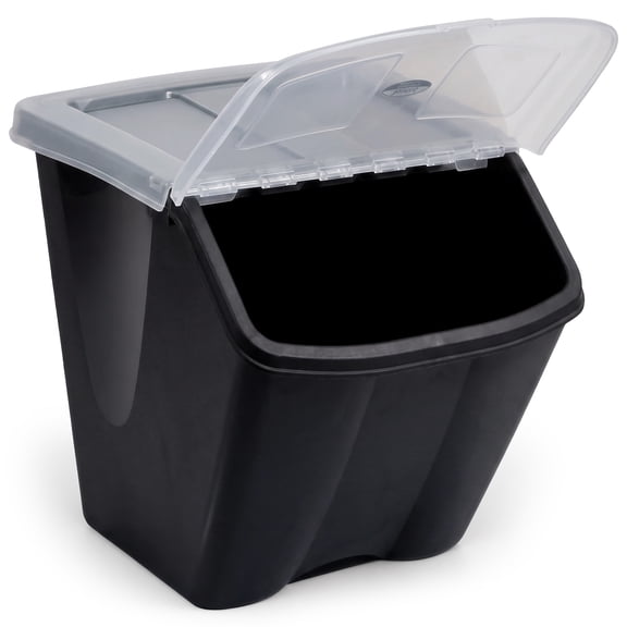 Stackable Waste Recycle Bin, Front Load Lid, Dry Pet Food Storage, Pantry, Garage
