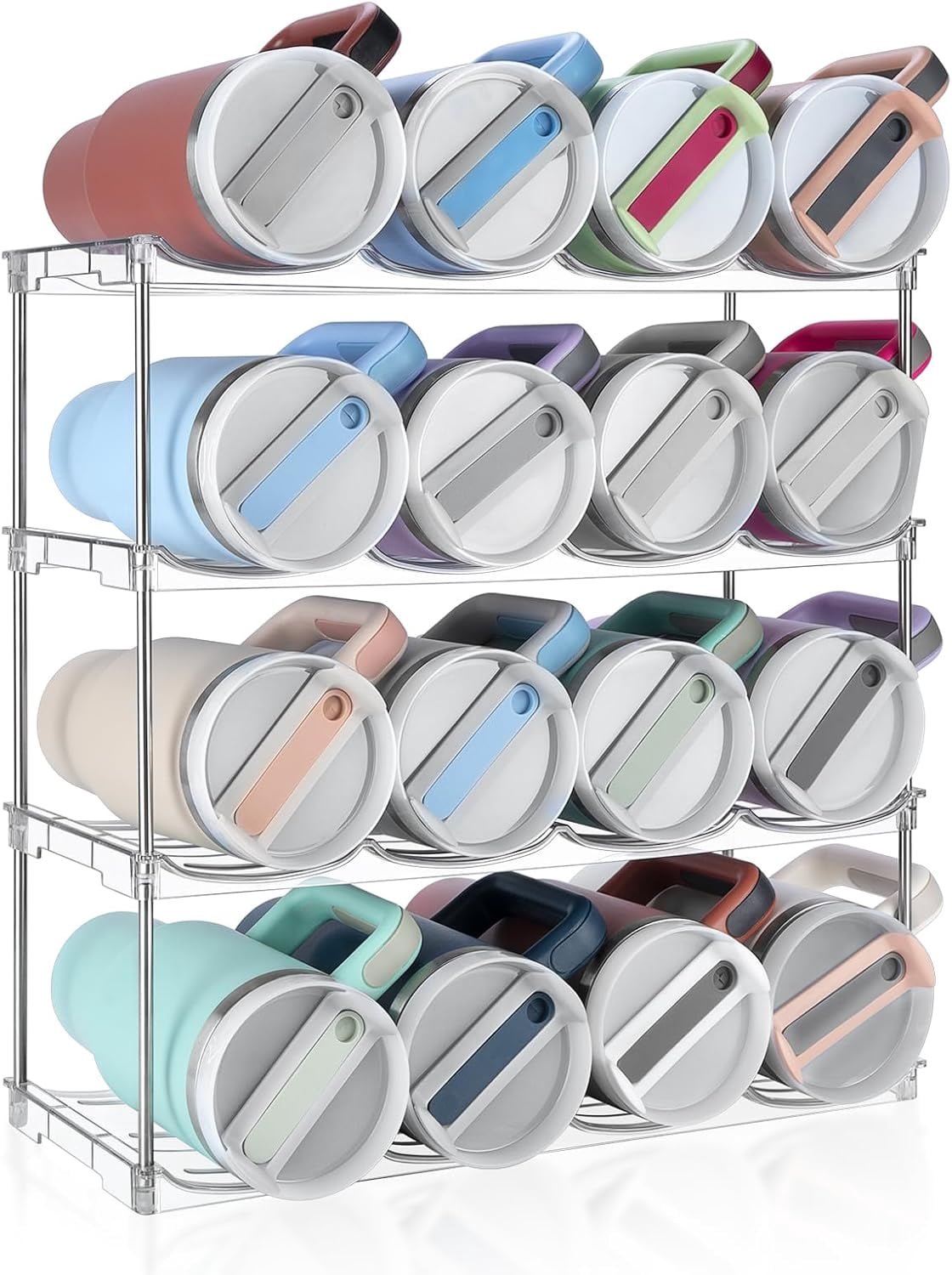 Stackable Water Bottle Organizer Large Compartment Water Bottle Holder ...