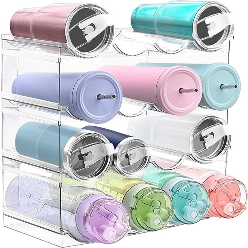 Stackable Water Bottle Organizer Rack – Large Compartment Fits 40oz ...
