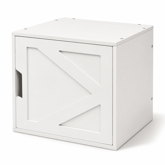 Stackable White Wood Cube Storage Organizer with Door, Multifunctional DIY Cubby for Bedroom Living Room Office