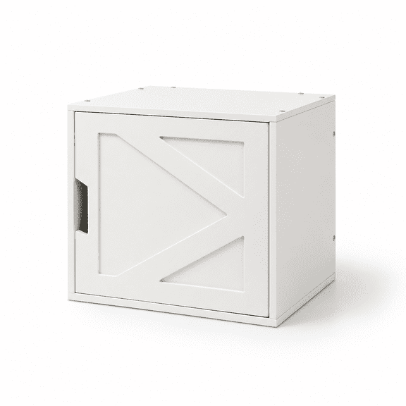 Stackable White Wood Cube Storage Organizer with Door for Bedroom Living Room Office