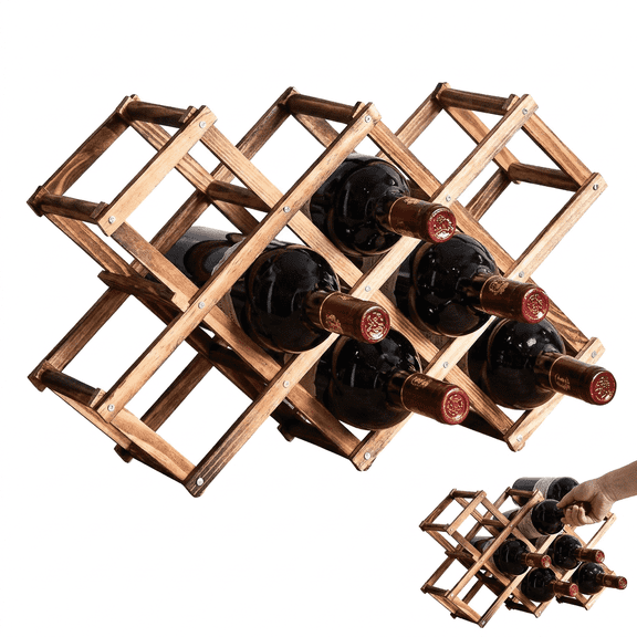 Stackable Wine Cube Storage, Wooden Wine Rack, Freestanding Stackable Wine Rack, Bottle Organizer for Countertop, Design for Home Cabinet Kitchen