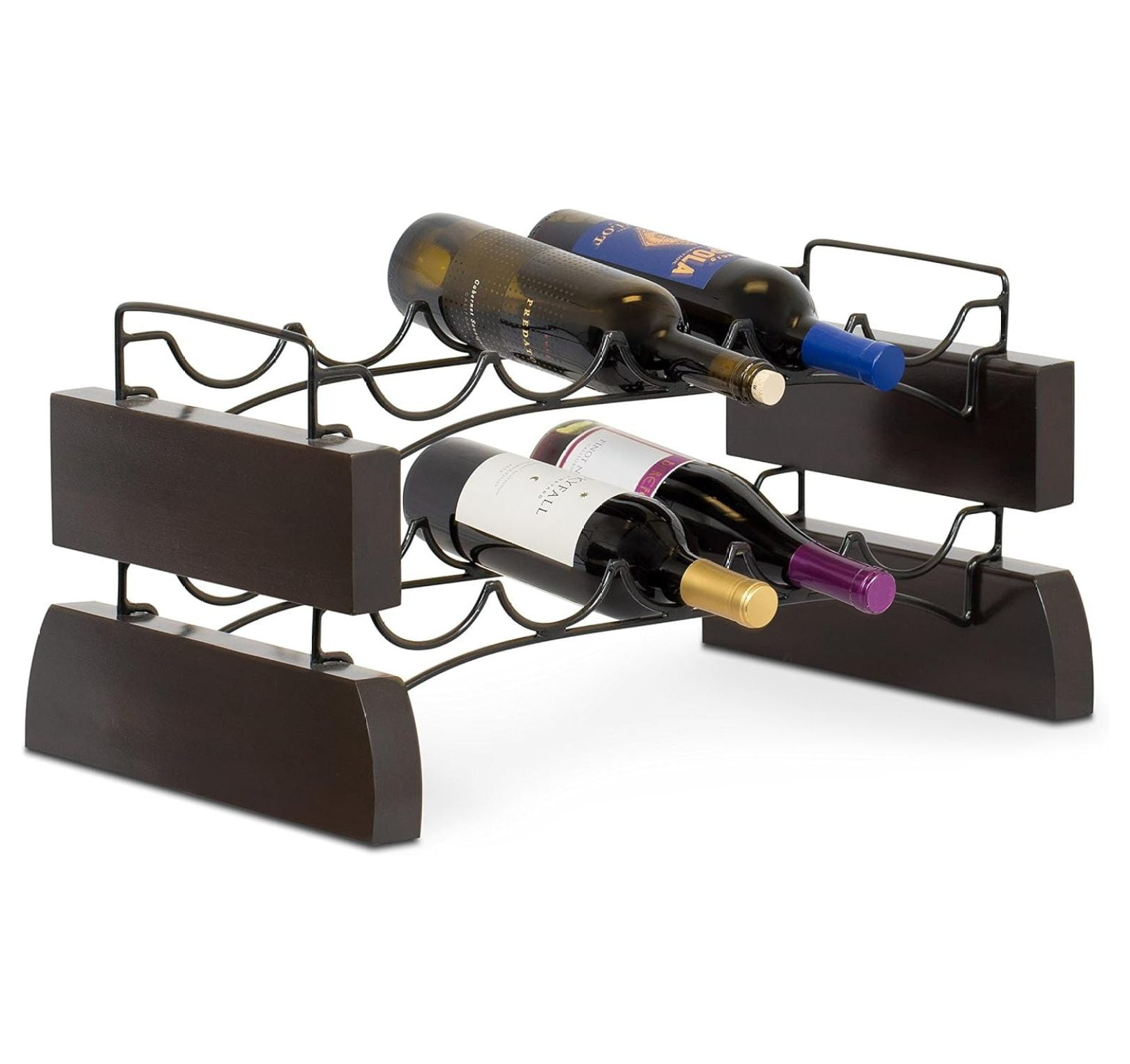 Stackable Wine Rack - Wine Stand - 2 Metal Bars - Set of 2-10 Bottle ...