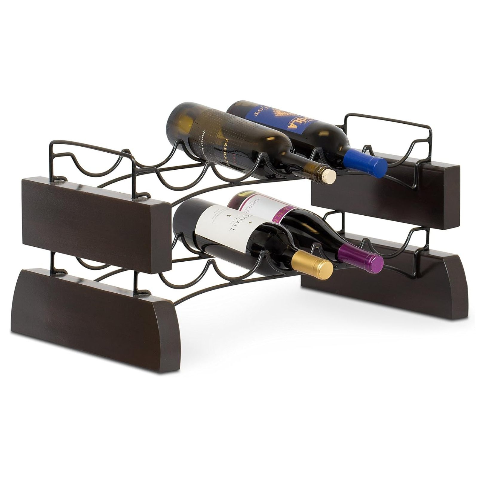 Stackable Wine Rack - Wine Stand - 2 Metal Bars - Set of 2-10 Bottle ...