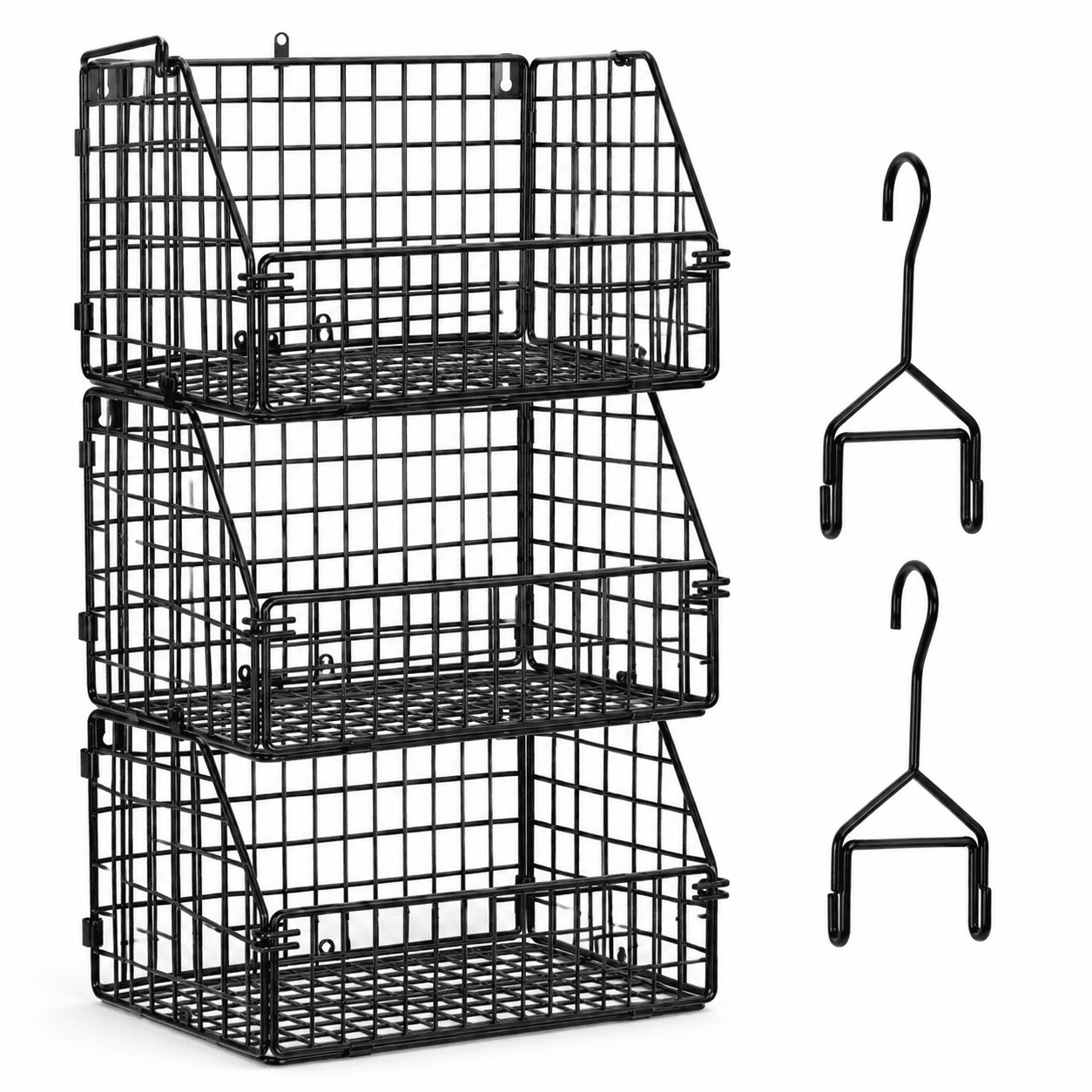 Stackable Wire Storage Baskets for Kitchen Closet Pantry, Hanging