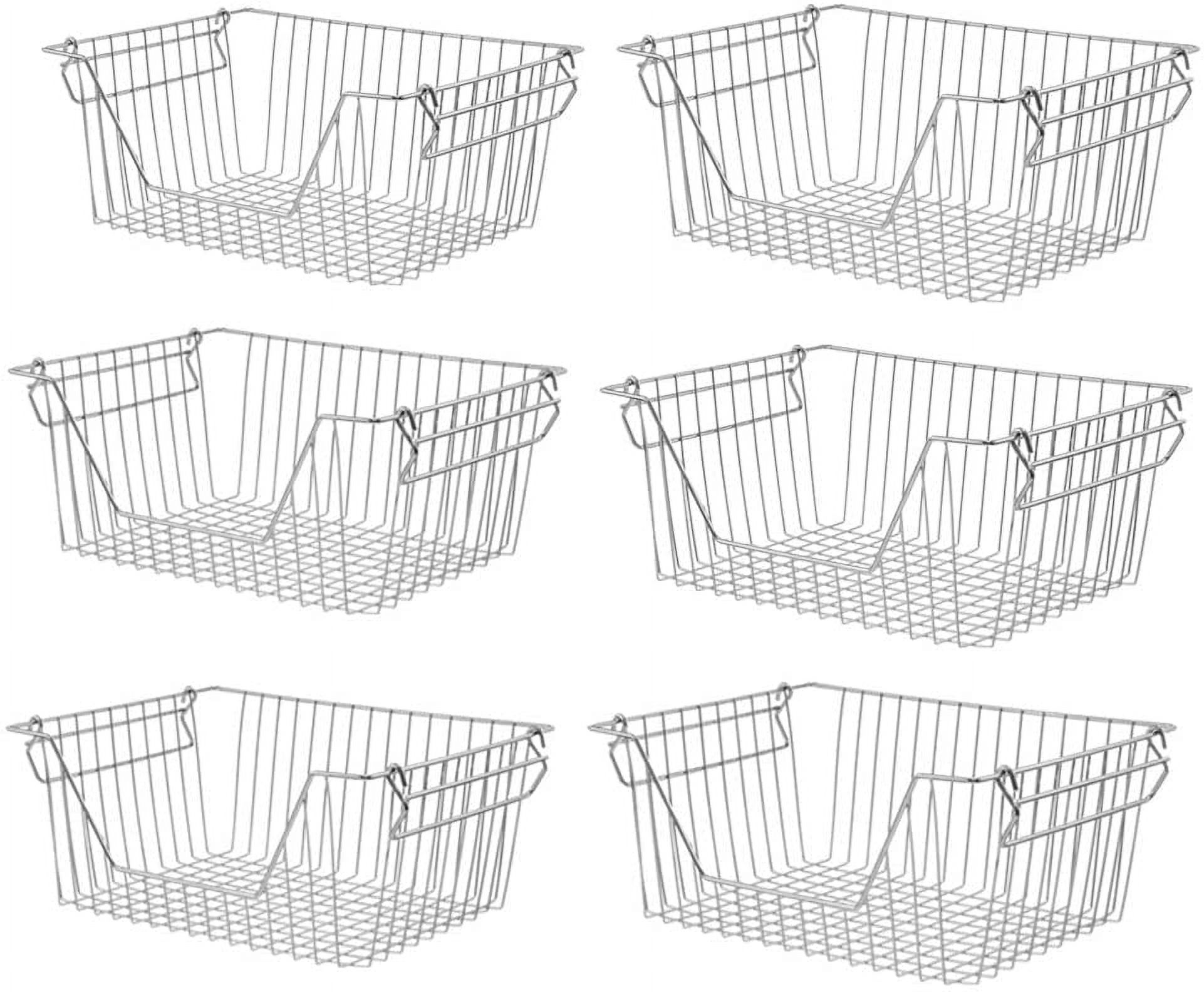 Stackable Wire Storage Baskets , Metal Wire Food Storage Organizer Bin