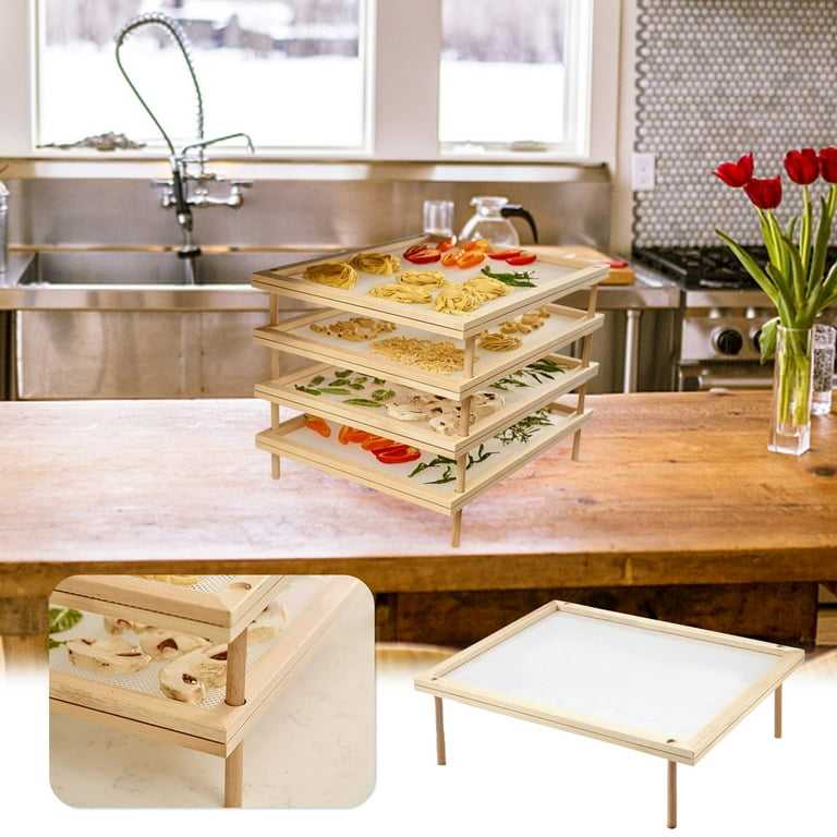 Stackable Wood Pasta Herb Drying Rack Food Dryer Stand with Net for Drying Seeds Herb Bud