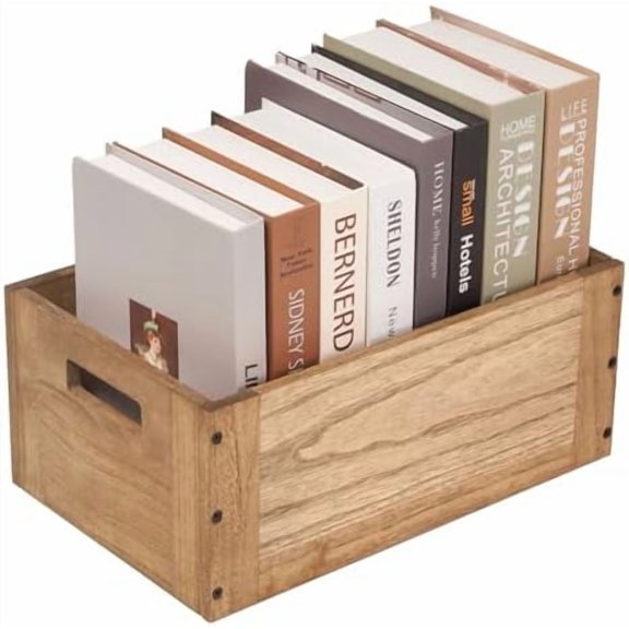 Stackable Wood Storage Cube /Basket/ Bins Organizer for Home Books Clothes Toy - Modular Open Cubby Storage System - Office Bookcase Closet Shelves C15-DBR