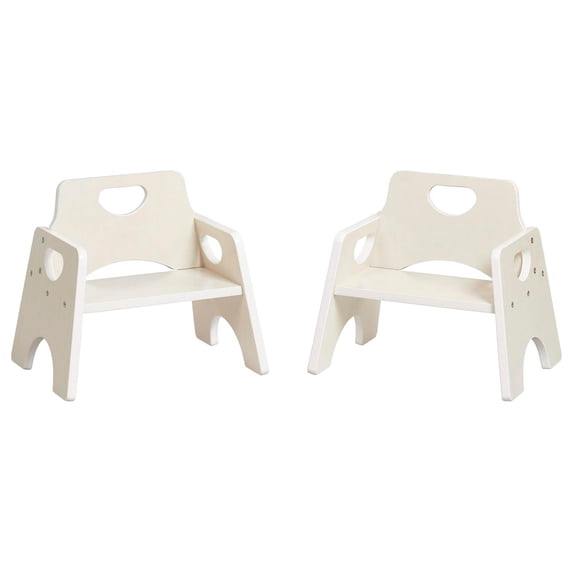 Stackable Wooden Toddler Chair 6in Seat Height 2 Pack White Wash Birch ...