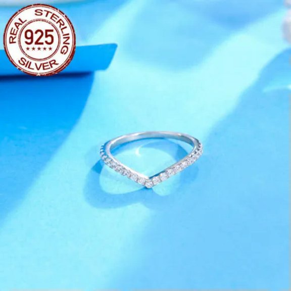 Stackable Zirconia Real White Gold Plated 925 Sterling Silver Ring Women Jewelry