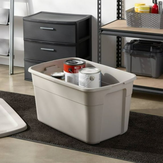 Stackable with Lid Storage Box, 30-gallon Gray Storage Container, with ...