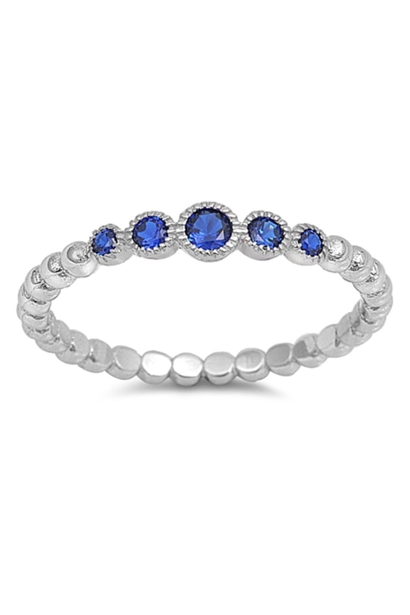 Stackables with Five Stones Ruby Cubic Zirconia Ring Sterling Silver 925