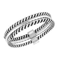 thumbnail image 1 of Stacked 3-Layer Alternating Braided and Smooth Band Sterling Silver Ring-8, 1 of 5