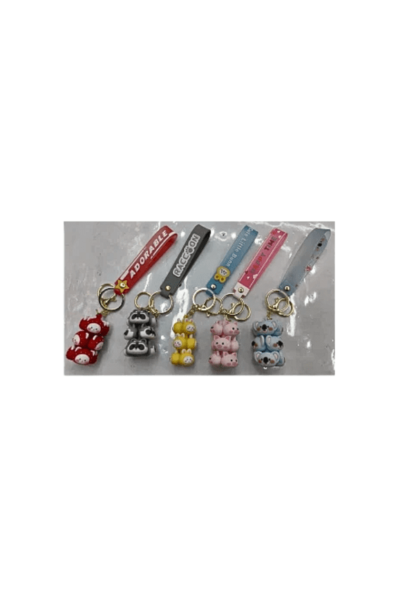 Stacked Animal Character Keychain Set 5 Pieces