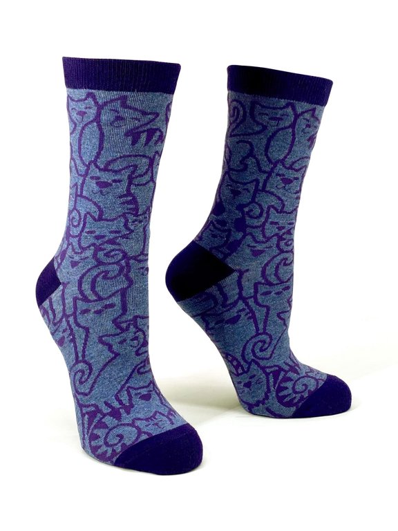 Stacked Cats Novelty Crew Socks for Women