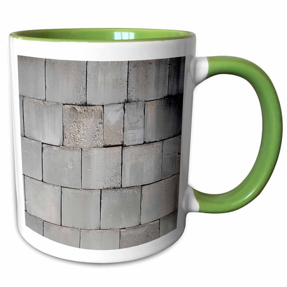 3drose, Stacked Cement Cinder Block Brick Wall, 11oz Two-tone Green Mug