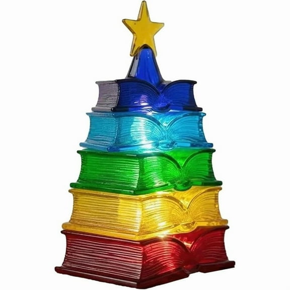 Stacked Christmas Tree Table Ornament – Festive Holiday Decoration for Desk, Mantel, or Shelf – Unique Christmas Toy and Small Gift Idea for Adults & Kids