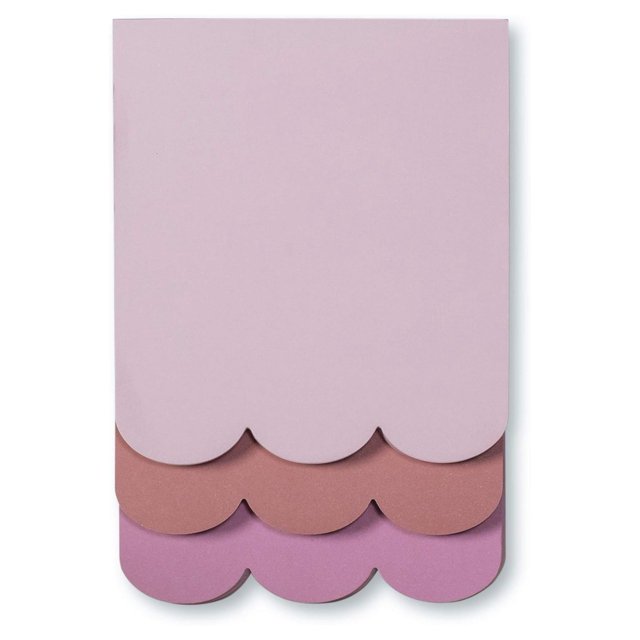 Stacked Desktop Notepad, Includes 3 Memo Pads with 75 Sheets, Scallop