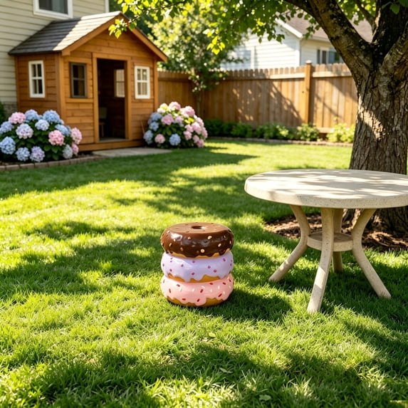 Stool 8 Inch Stacked Donut Stool, 14-inch colorful dessert figurine seat, suitable ...