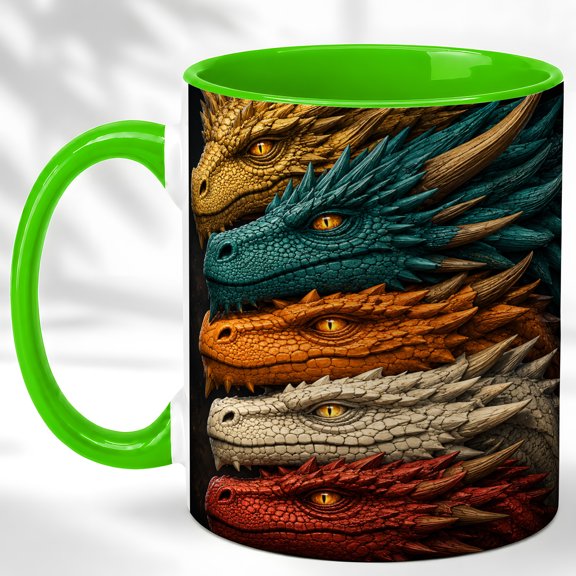 Stacked Dragon Coffee Mug, Mythic Dragon Mug, Ceramic 11 oz