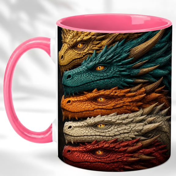Stacked Dragon Coffee Mug, Mythic Dragon Mug, Ceramic 11 oz
