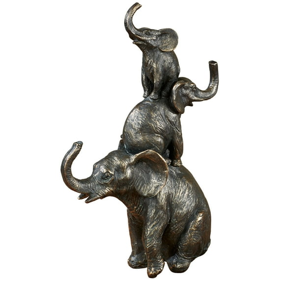 Stacked Elephant Tower Table Sculpture Bronze and Gold 14.5 Inches High