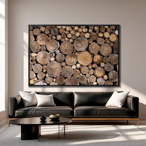 Stacked Firewood Art poster, Farmhouse Wood Wall Decor Unframed Paper Print