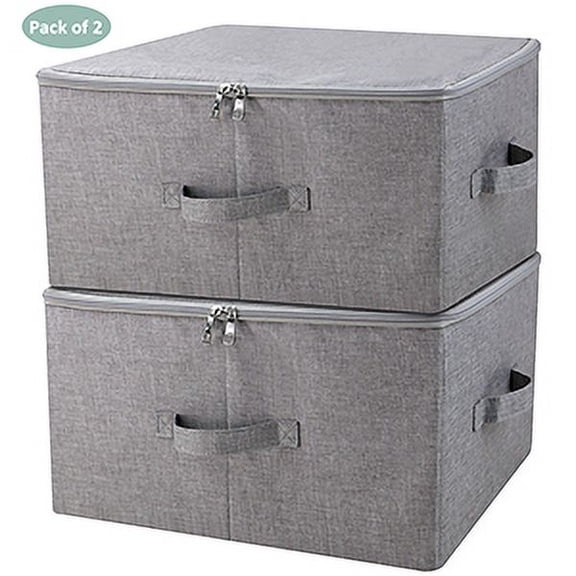 Stacked Folding Storage Box with Lid and Handles, Good Closet Drawers ,Dark Gray, 2 pcs