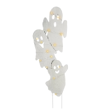 Haunted Hill Farm Halloween Decoration Metal Stacked Ghost White 2.7-Ft.