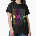 thumbnail image 1 of Stacked Howdy Retro Style Bold Western Graphic Print Unisex T-Shirt, up to size 5XL, 1 of 2