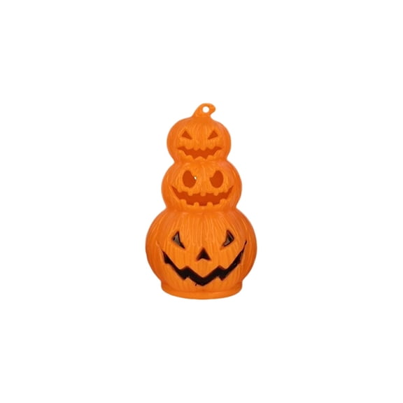 Stacked Lantern Pumpkin Decoration – 3-Tier Light-Up Halloween Gourd – Indoor/Outdoor Fall Decor with Happy Ghost Faces – Cute Pumpkin Tower for Porch Tabletop
