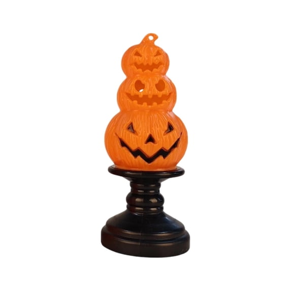 Stacked Lantern Pumpkin Decoration – 3-Tier Light-Up Halloween Gourd – Indoor/Outdoor Fall Decor with Happy Ghost Faces – Cute Pumpkin Tower for Porch Tabletop