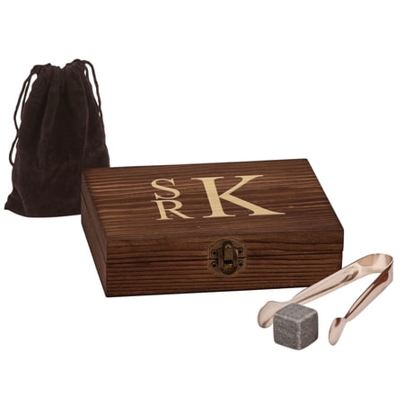 Stacked Monogram Personalized Whiskey Stone Set