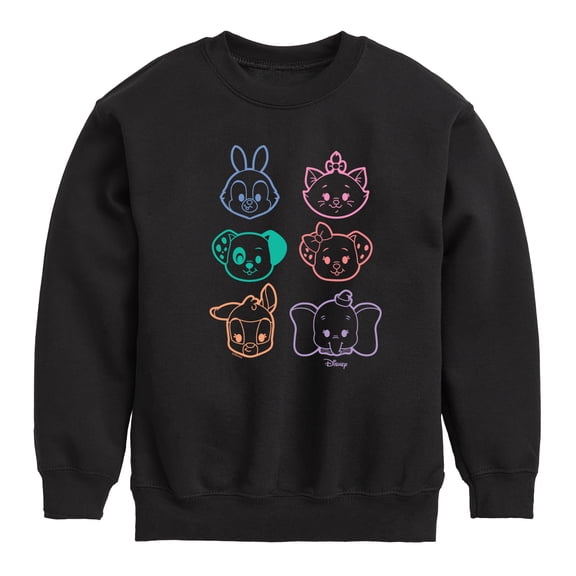 Stacked Outline Faces - Toddler & Youth Crewneck Fleece Sweatshirt